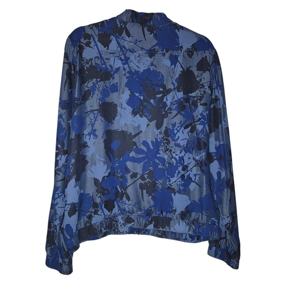 JUICY COUTURE BLUE FLORAL CAMO ZIP BOMBER Chambre LYOCELL JACKET SIZE XL - Picture 4 of 4